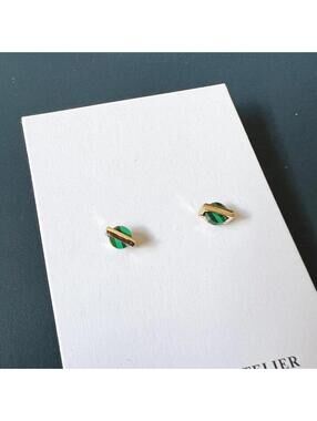 & Other Stories Stud Earrings Malachite